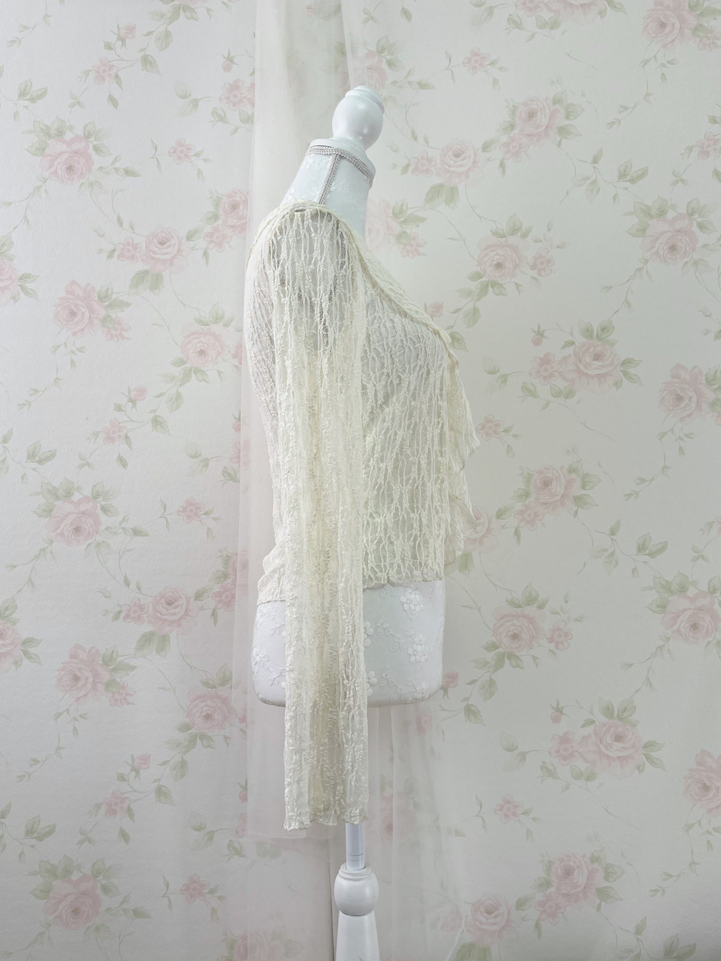 Clear Lacy Ruffled Cardigan (Ivory)
