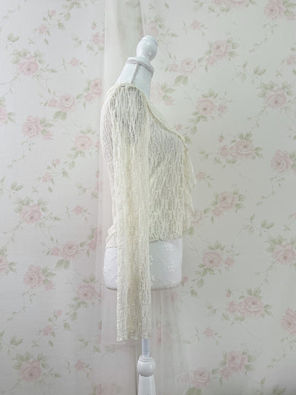 Clear Lacy Ruffled Cardigan (Ivory)