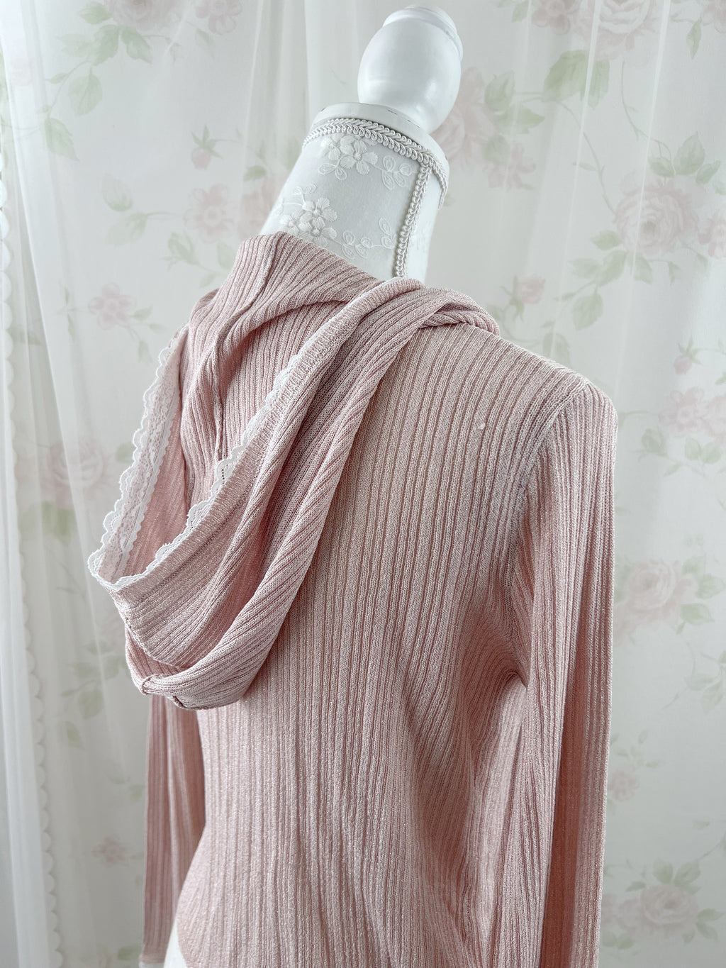 Pink Strawberry Lace Sleeve Hoodie