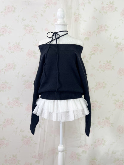 GRL Choker Off Soulder Sweater (Black)