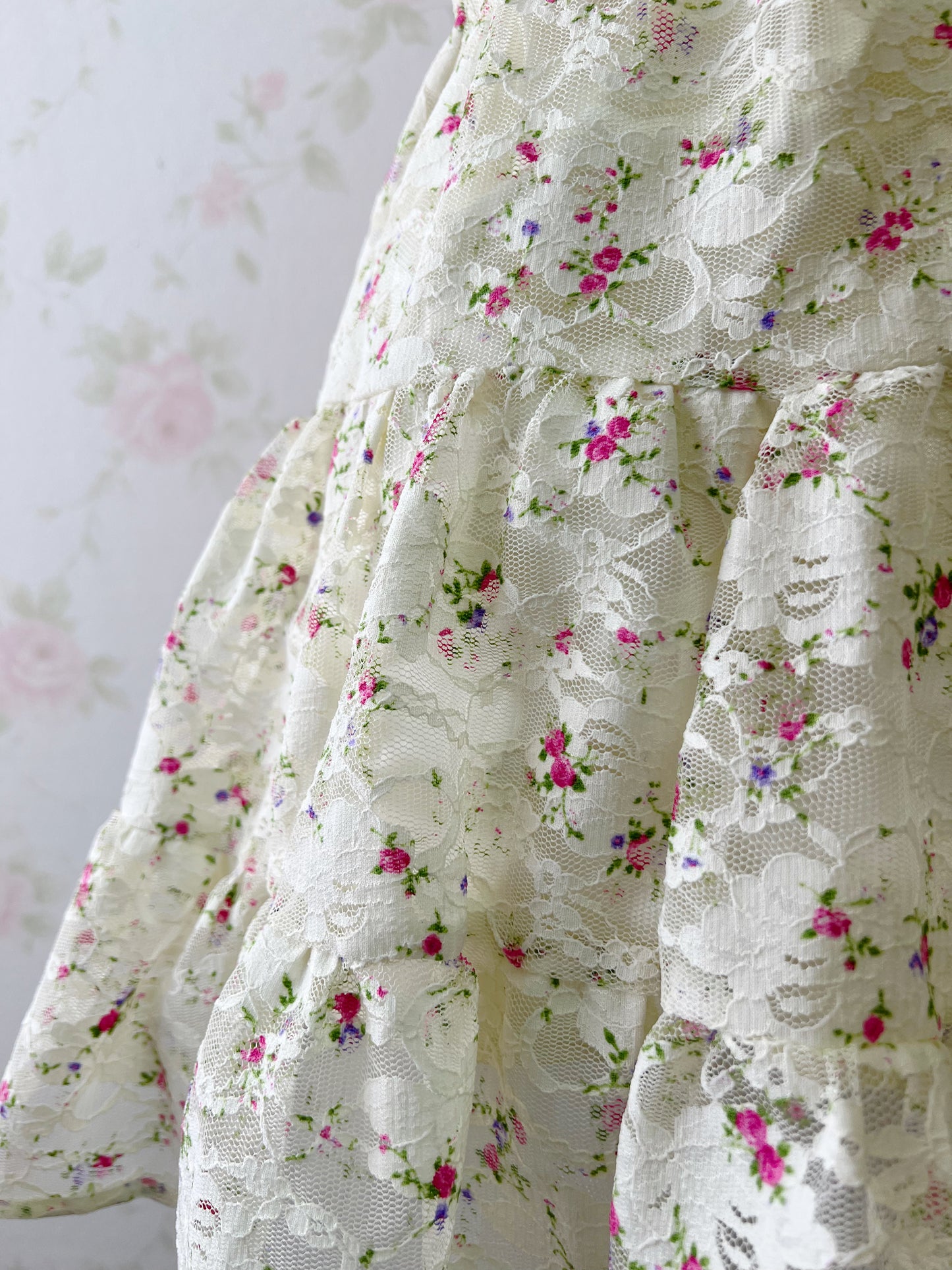 dazzlin Lace Petite Floral Skirt (Ivory)