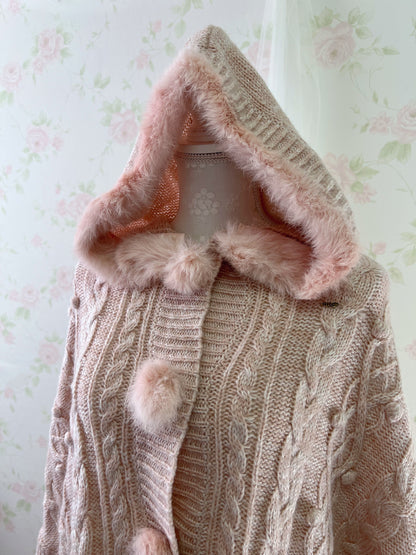 mezzo piano Rabbit Fur Poncho (pink)