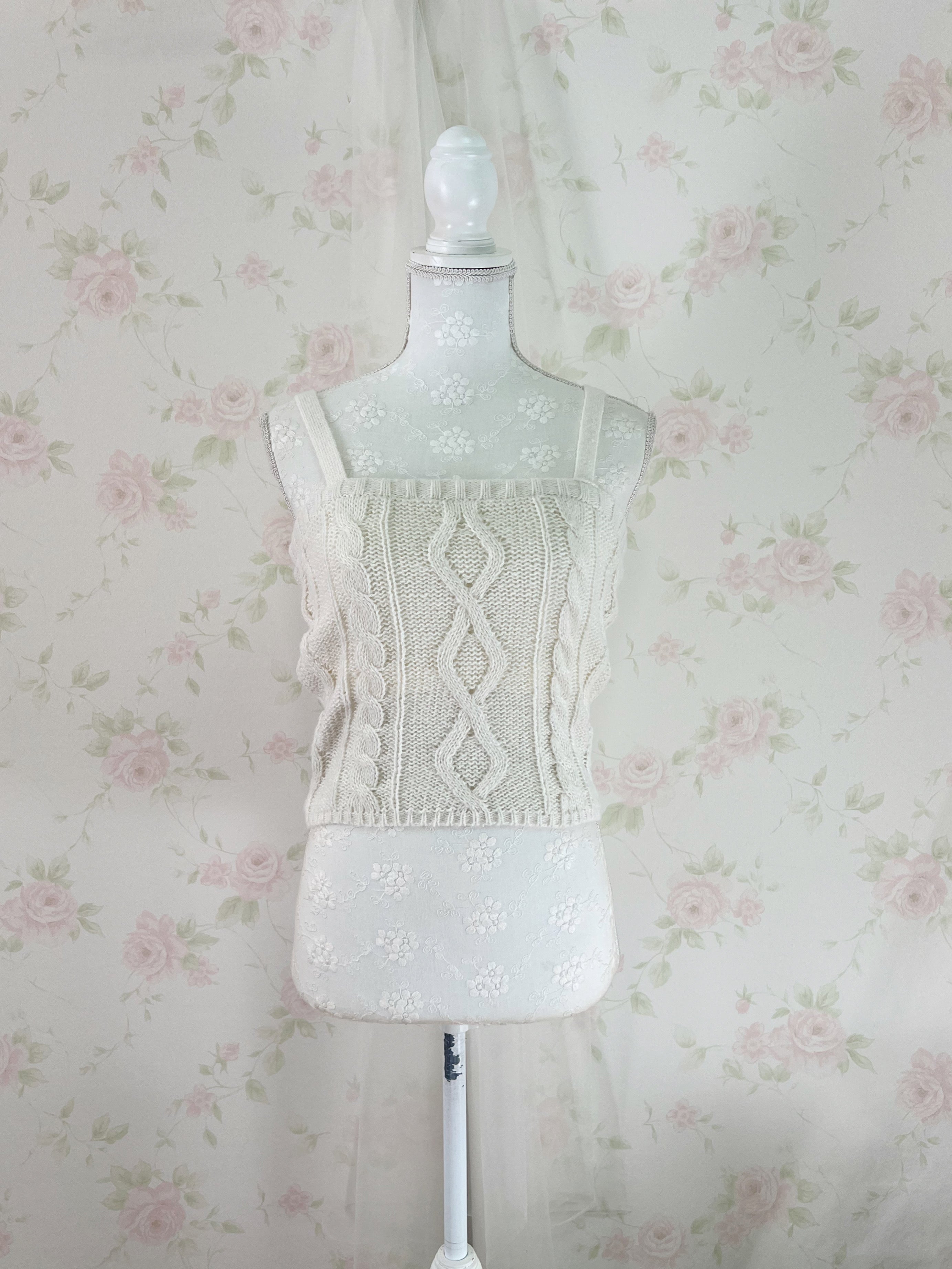 Cardigan Moe Sleeve Camisole Set (Ivory)