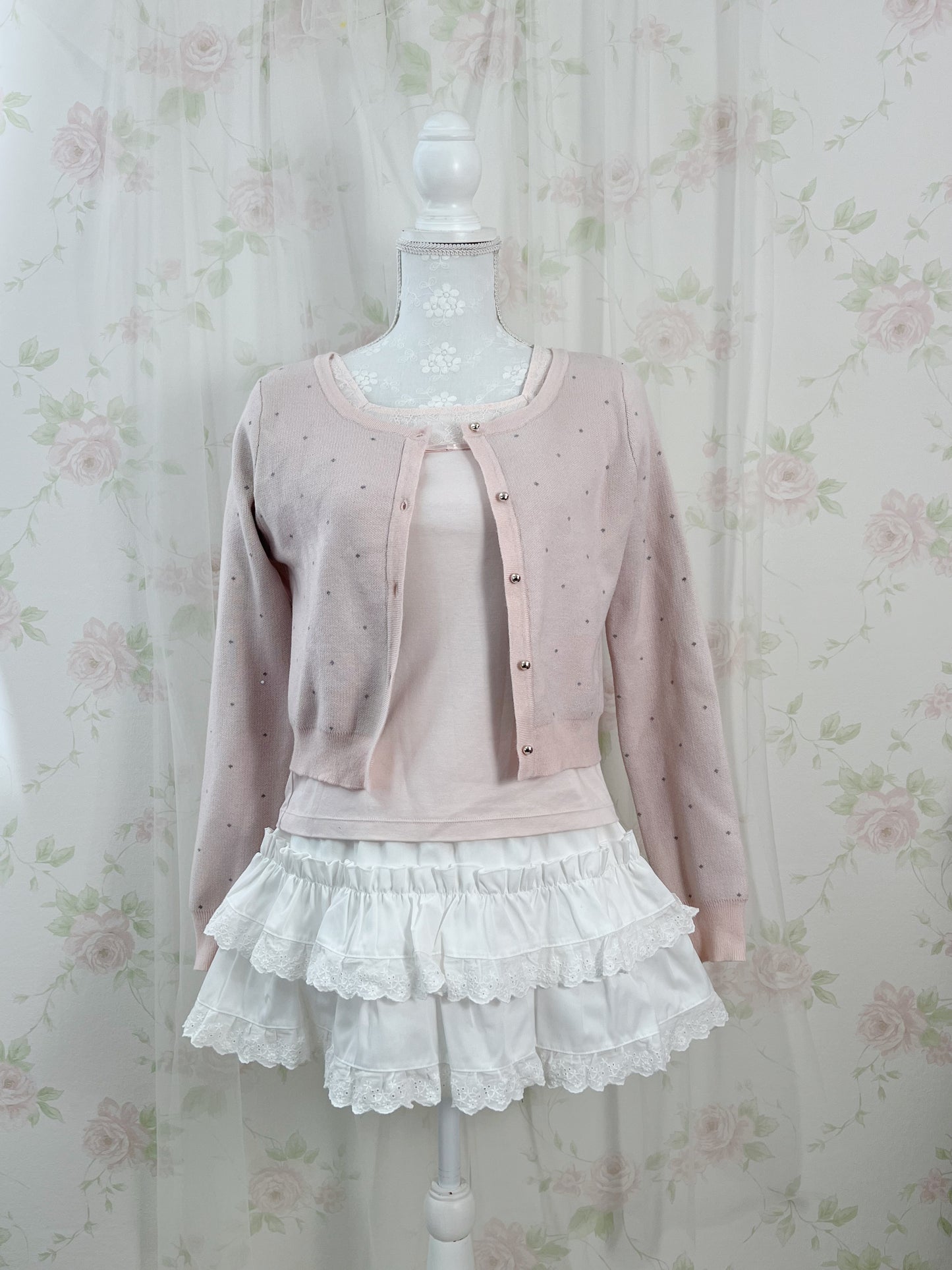 L'EST ROSE French Sleeve Cotton T-Shirt (Pink)