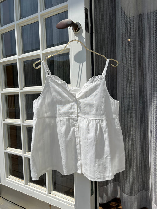 (21%OFF) Lace Shoujo Lace Cotton Camisole (White)