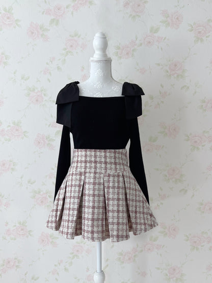 GRL Pleated Checked Skirt (Pink)