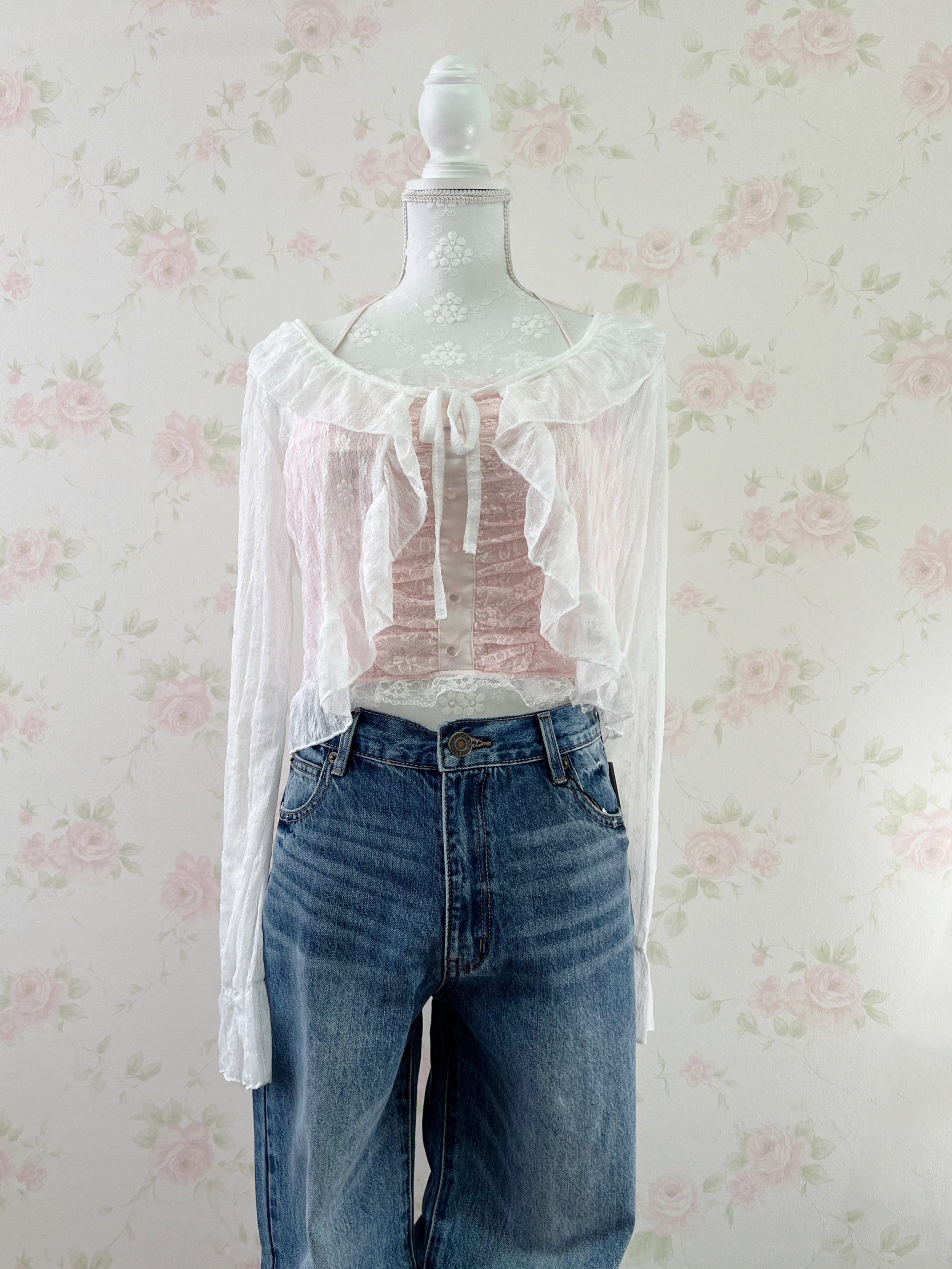 Lacy Halter Neck Camisole (Pink)