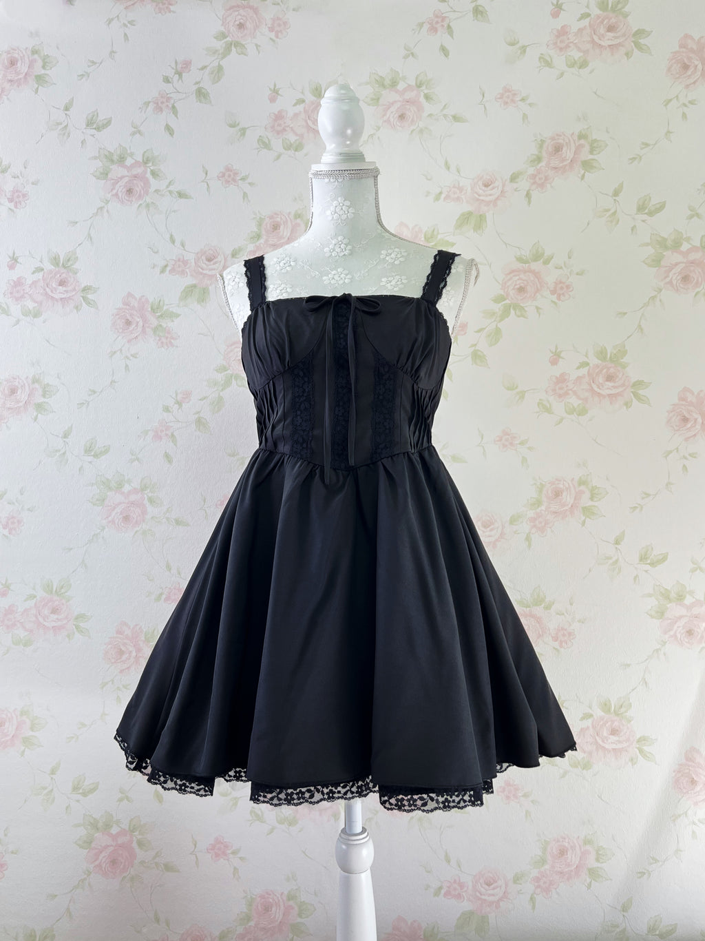 Corset Style A Line Dress (Black)