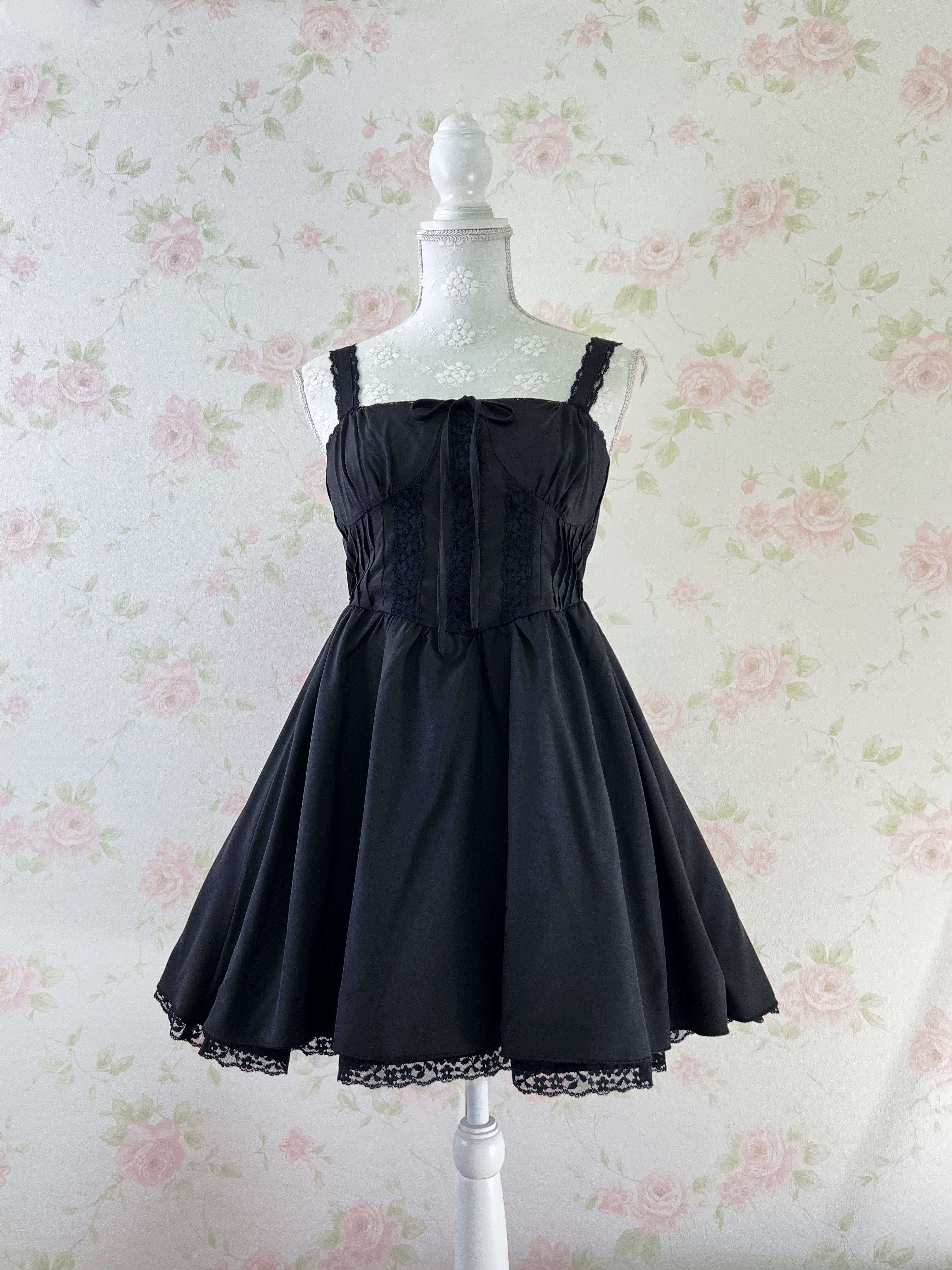 Corset Style A Line Dress (Black)