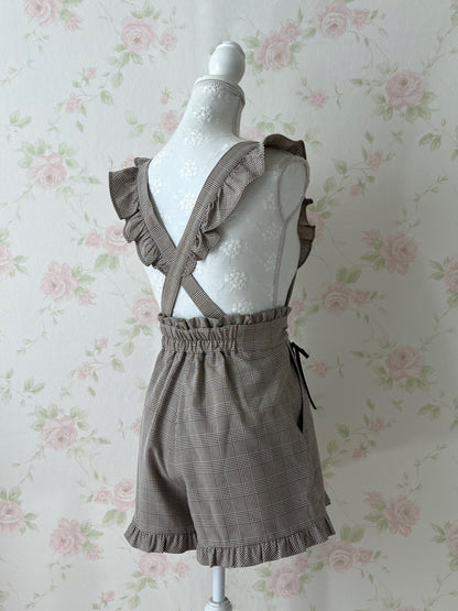 Honey Cinnamon Suspender Frilled Short Pants