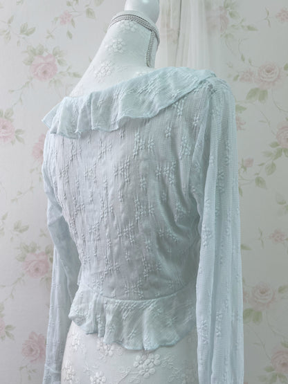 GRL Lacy Front String Cardigan (Blue)