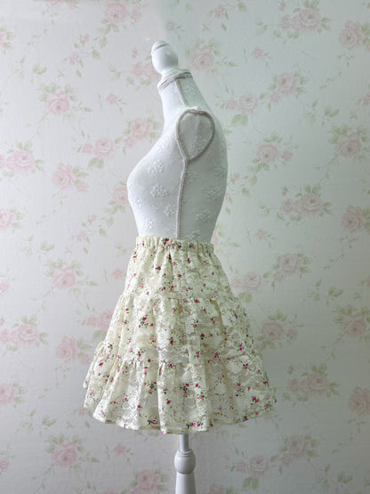 dazzlin Lace Petite Floral Skirt (Ivory)