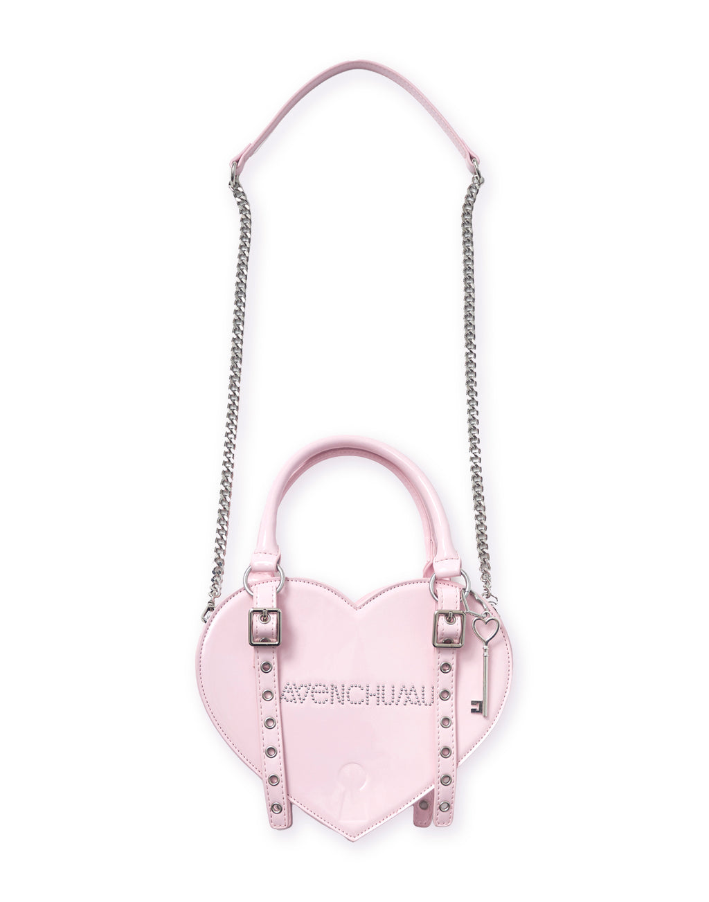 Lock the heart key ring chain bag