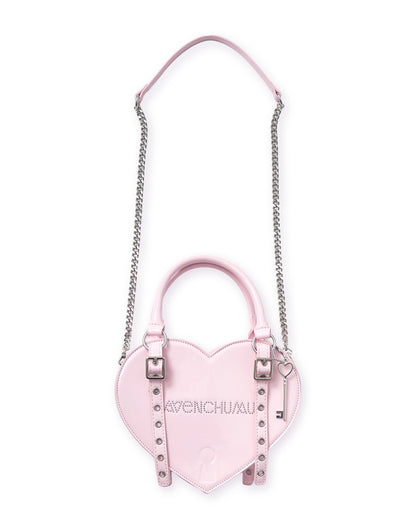 Lock the heart key ring chain bag
