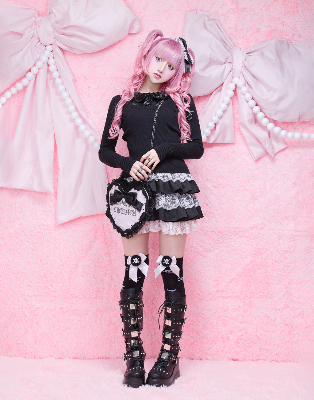 AVENCHUMU Satin blouse ribbon jewele knit tops