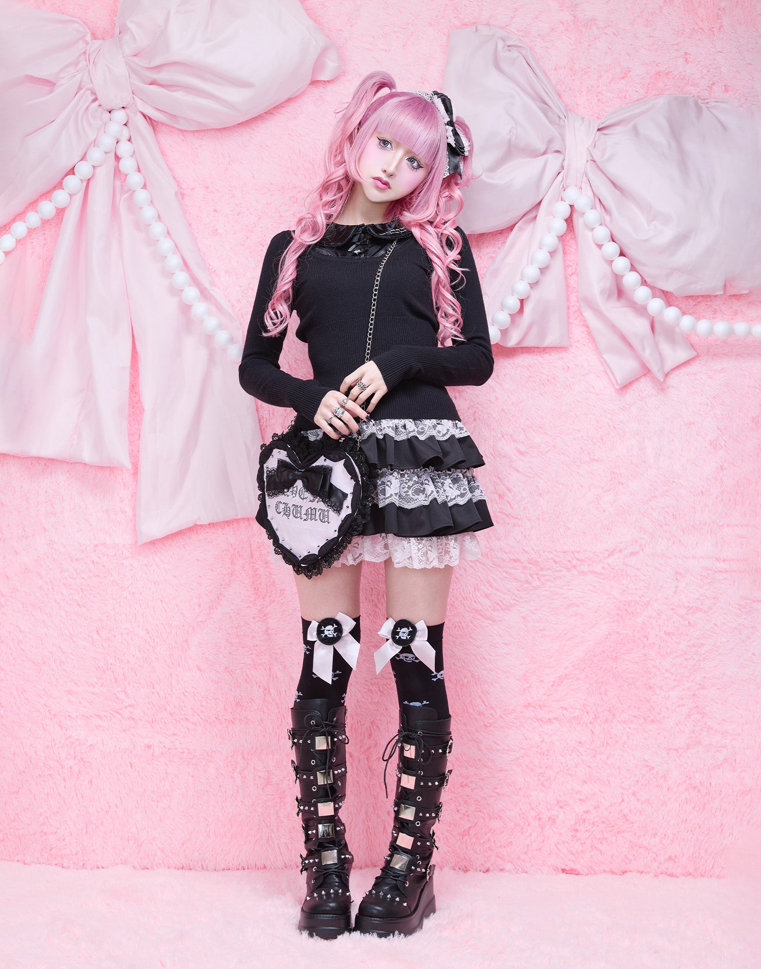 AVENCHUMU Satin blouse ribbon jewele knit tops