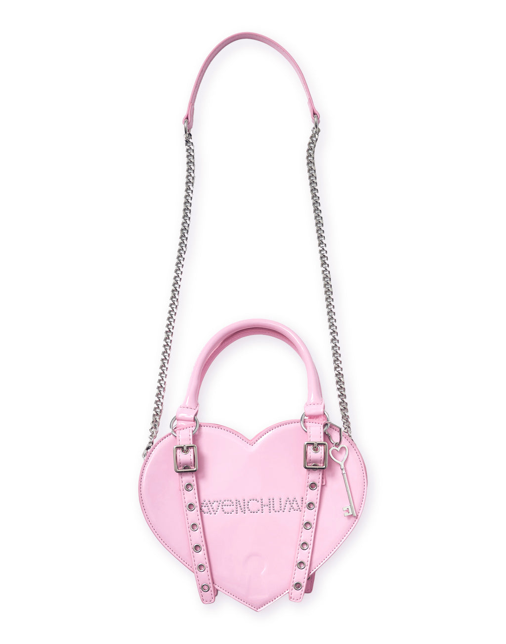 Lock the heart key ring chain bag