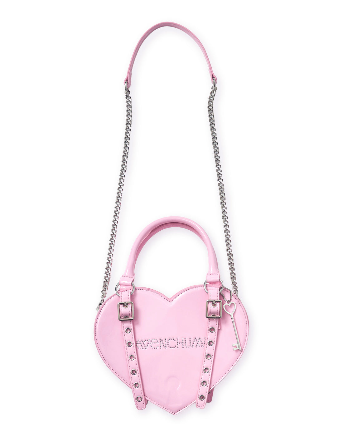 Lock the heart key ring chain bag