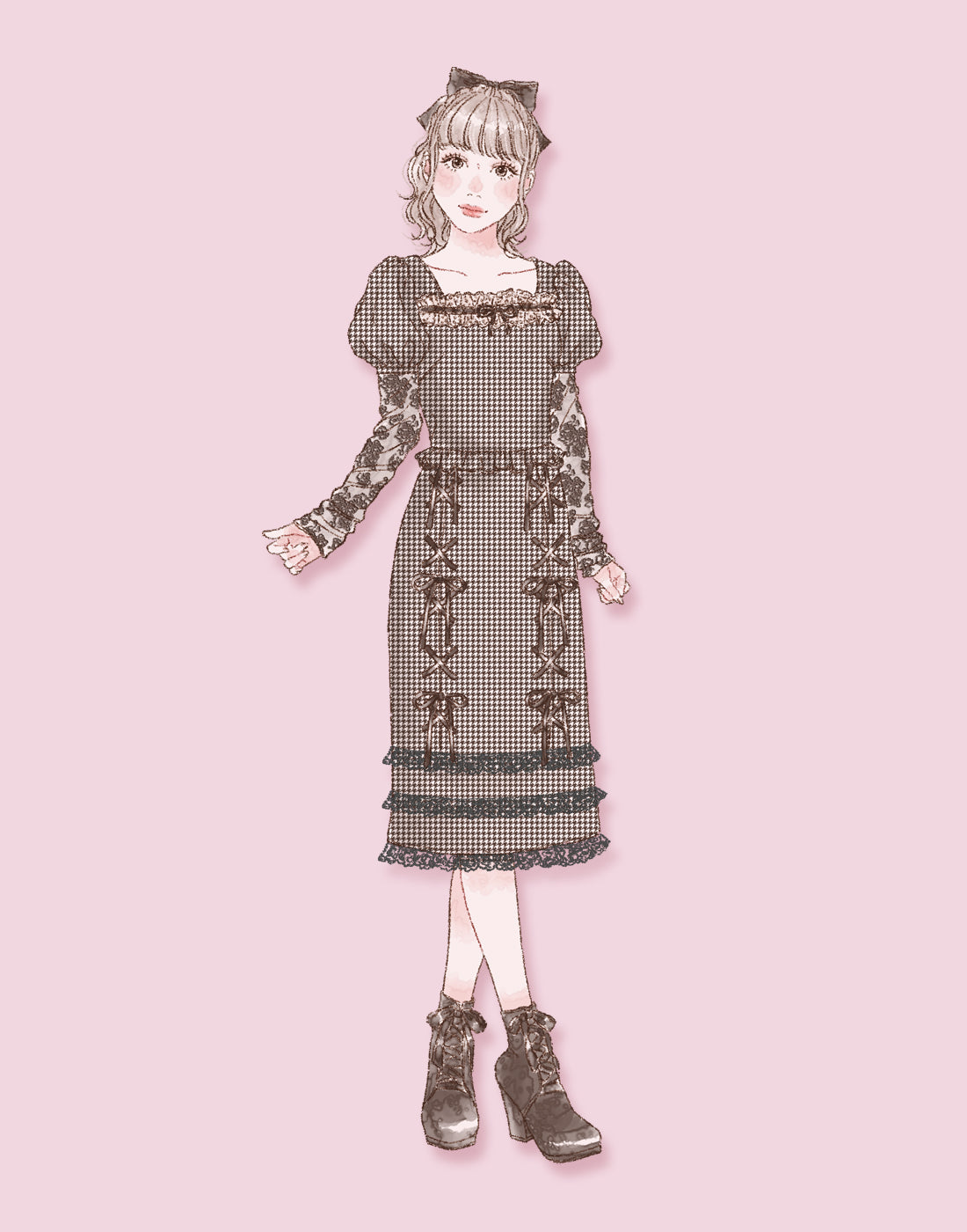 mellfy memory Like a doll classic check tight Skirt