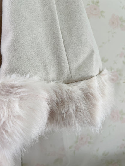 GRL Fake Fur Hood Poncho Coat (Ivory)