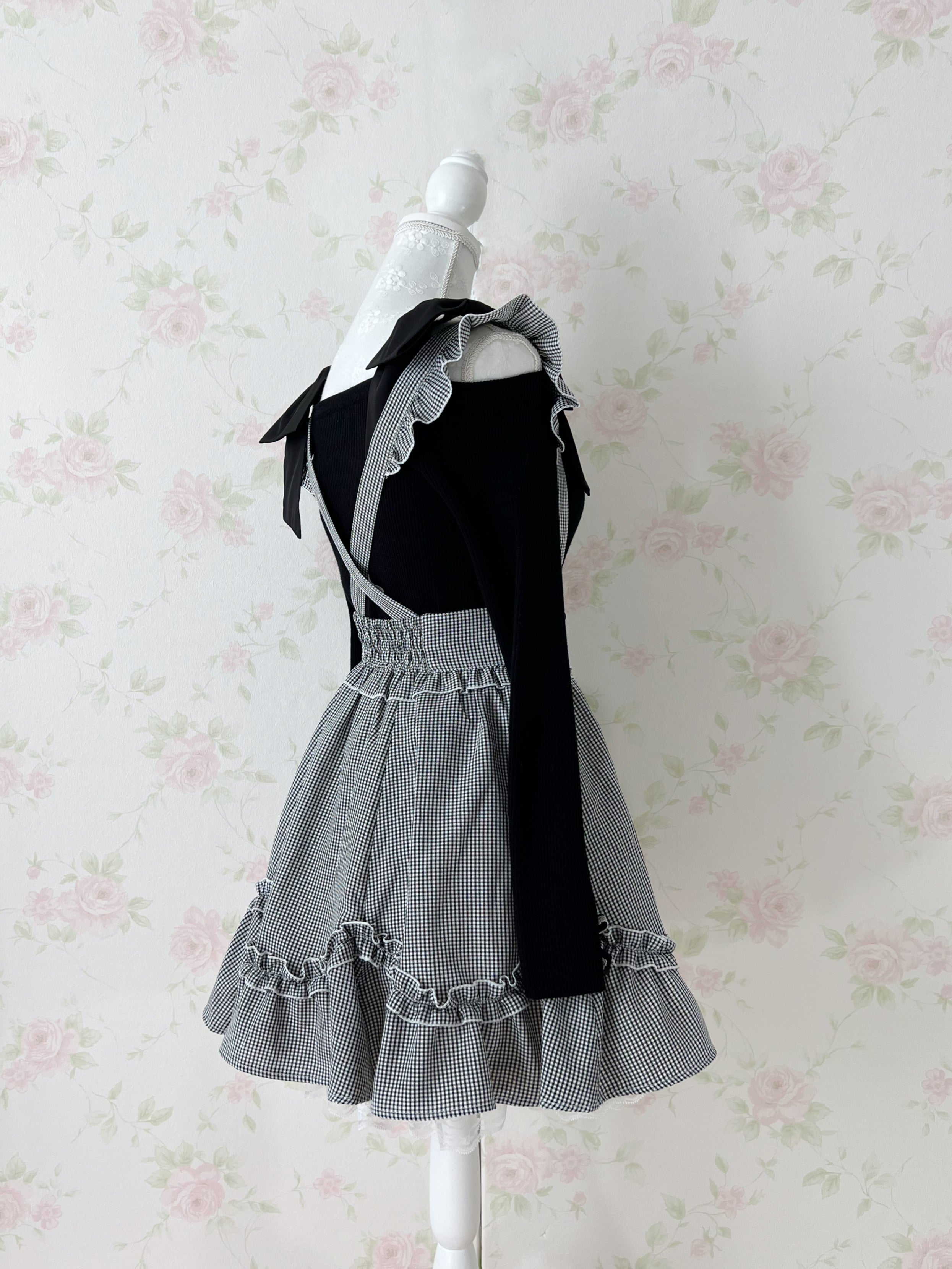 Shoulder Bow Knit Top (Black)