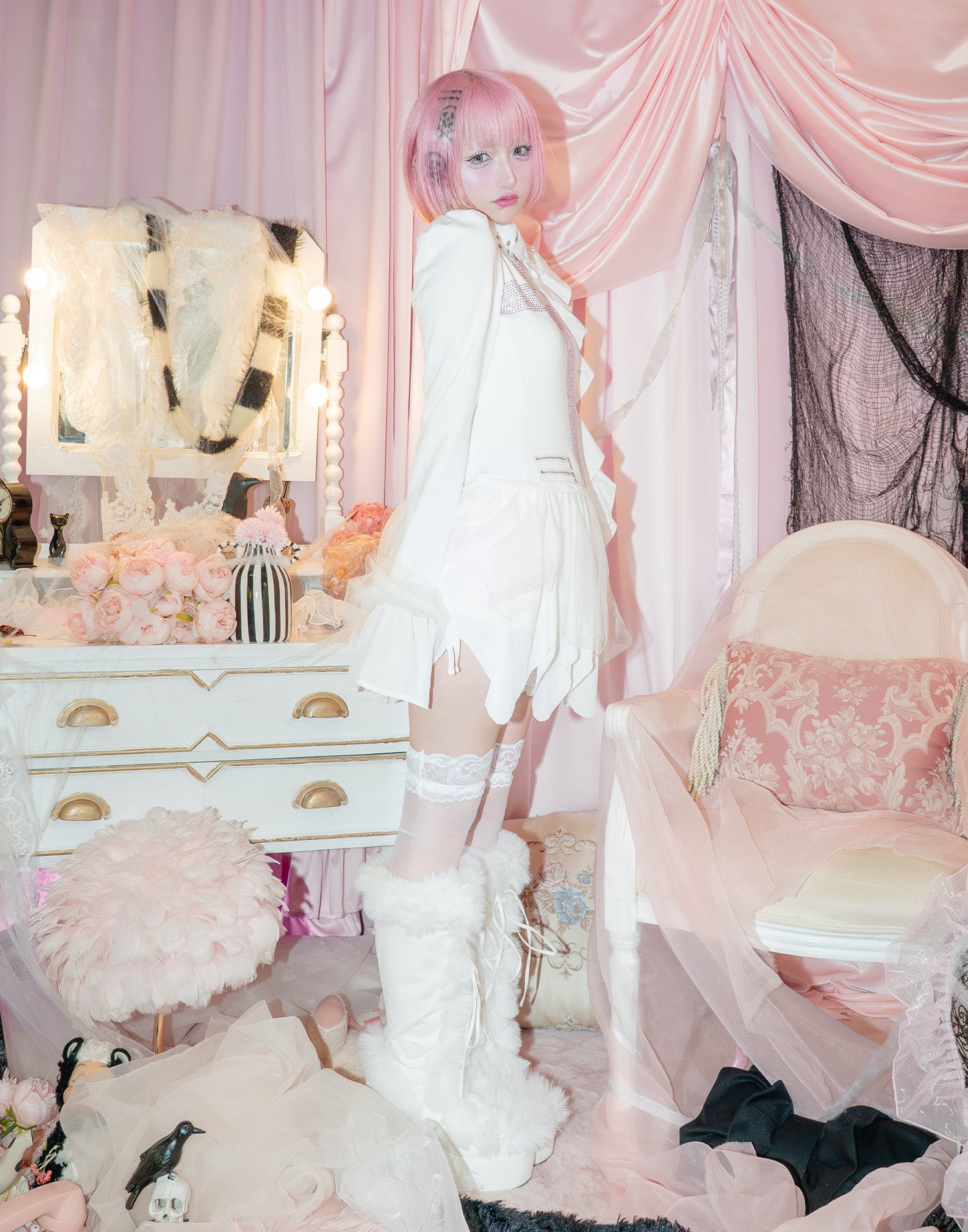 AVENCHUMU Rhinestone cross chiffon hem one-piece