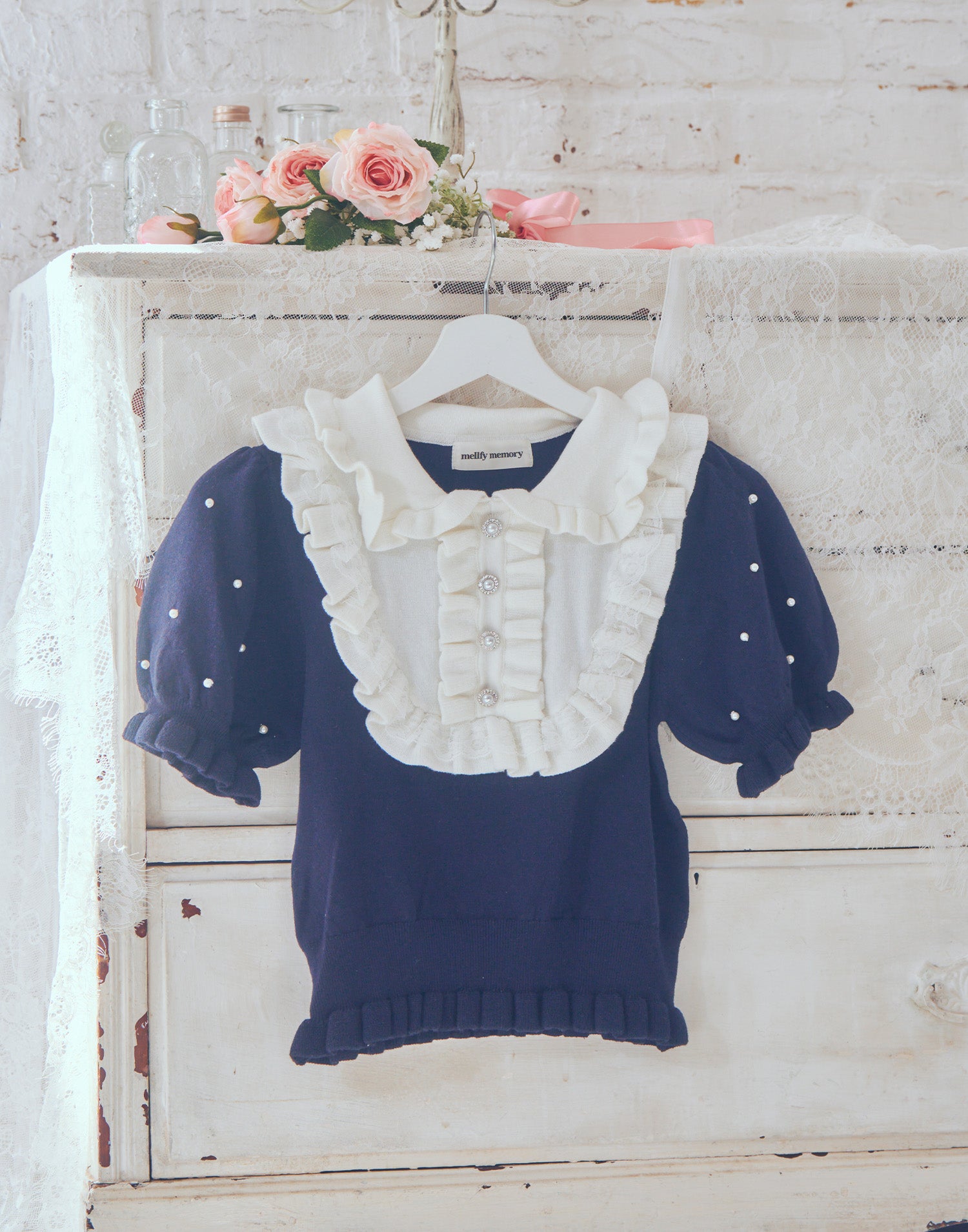 mellfy memory Dolly frill knit tops