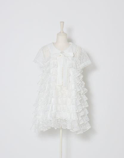 AVENCHUMU Full of frills lace tiered dress