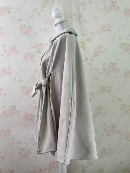 GRL Dolly Collar Button Up Poncho Coat (Beige)