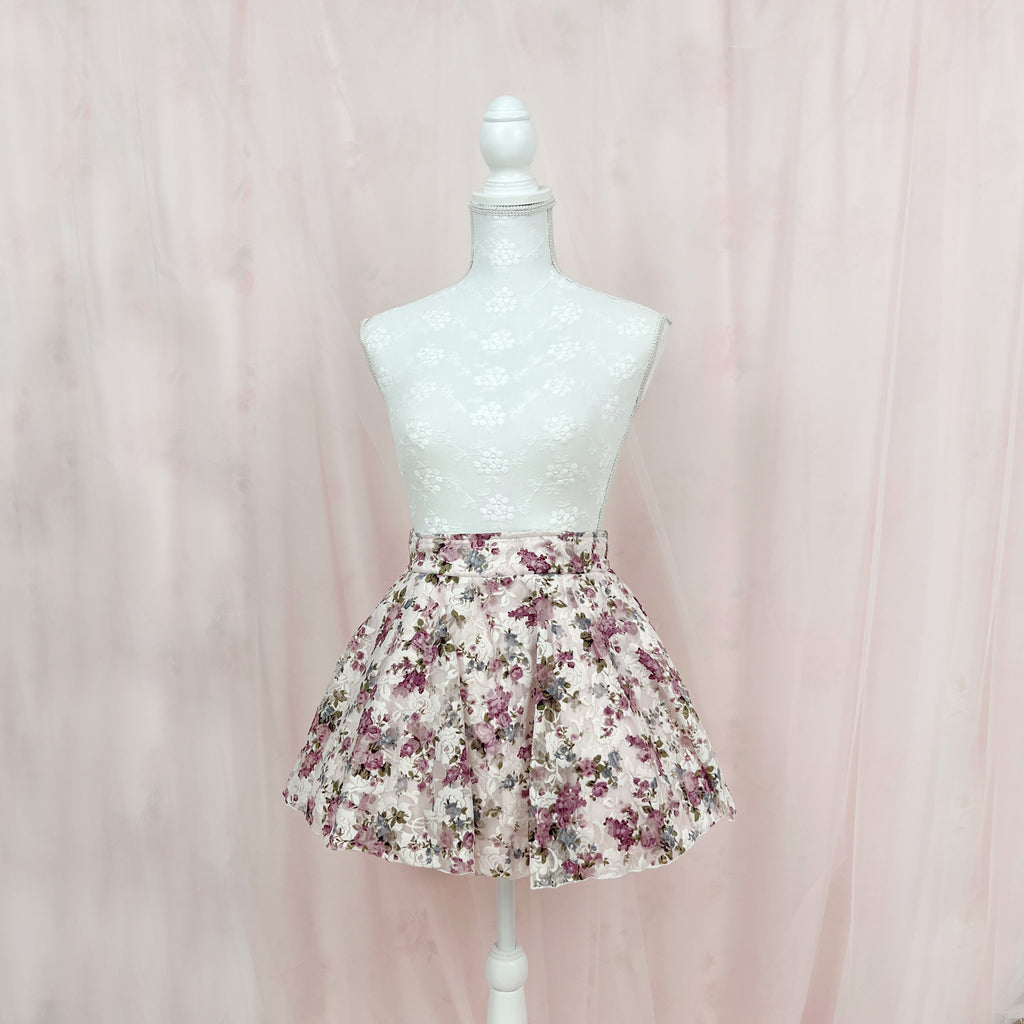 Sweet Girly Floral Mini Skirt (Pink/Purple)