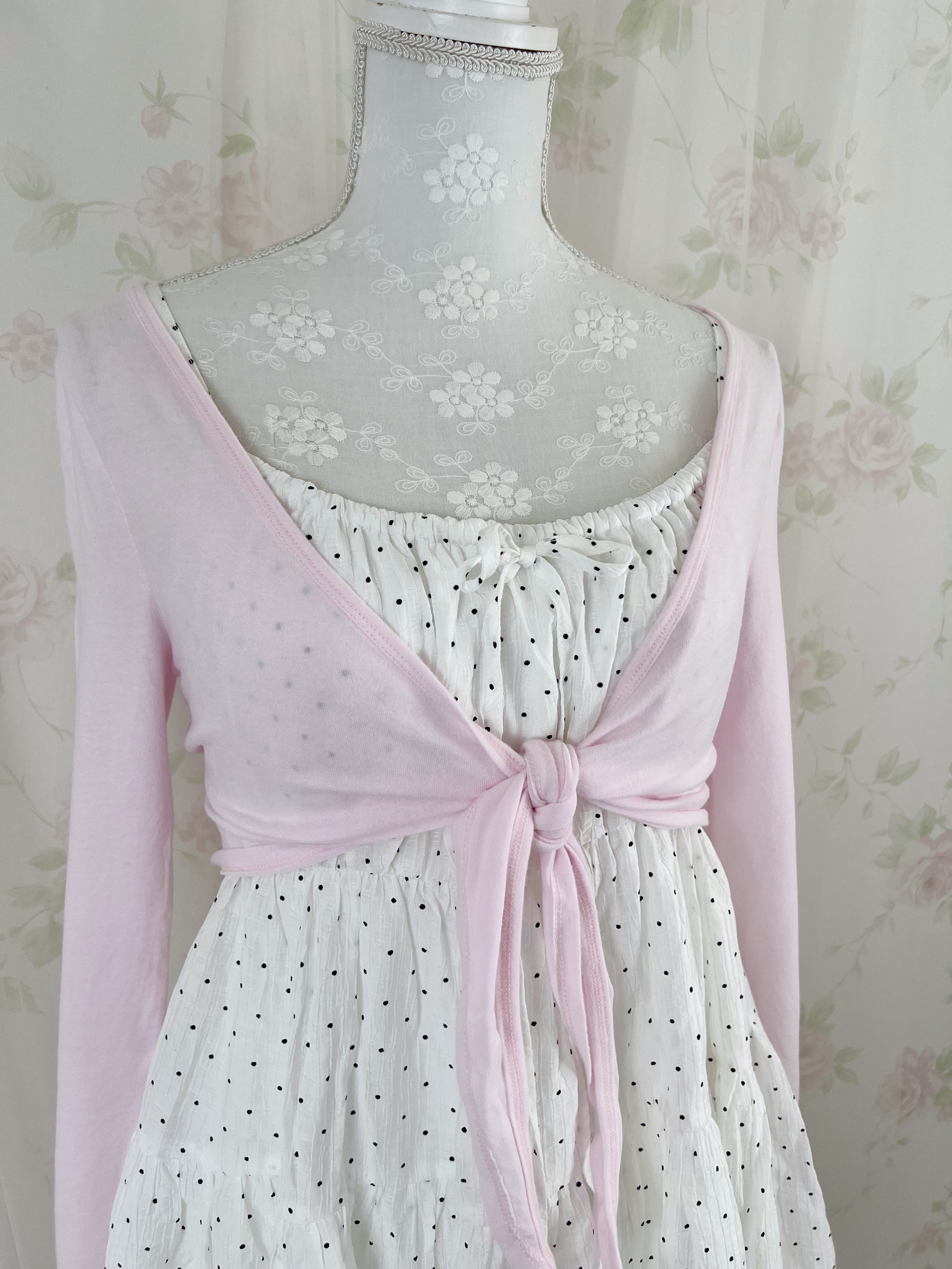 Front Tie Cardigan (Pink)