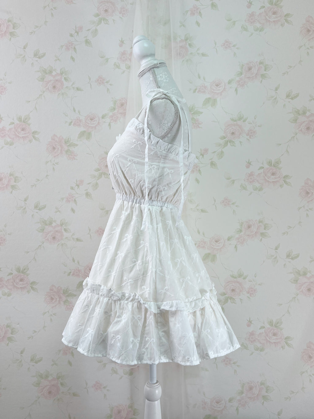 apres jour Ribbon Pattered Cotton Dress (Ivory)