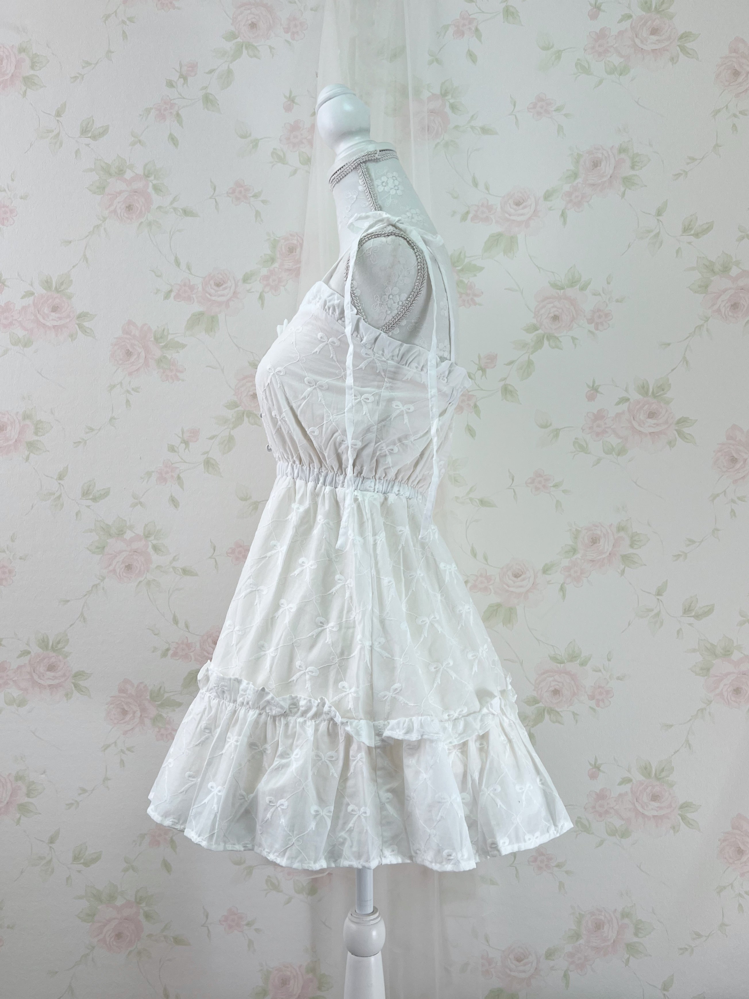 apres jour Ribbon Pattered Cotton Dress (Ivory)