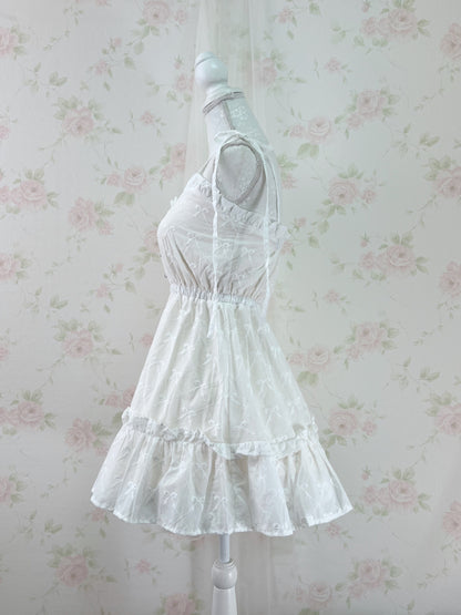apres jour Ribbon Pattered Cotton Dress (Ivory)