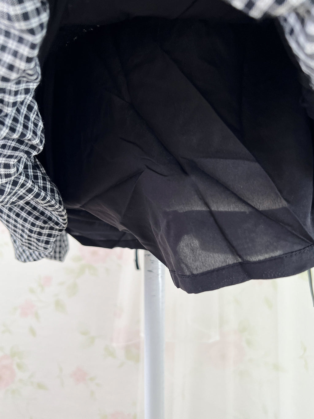 Clear Gingham Checked Cotton Balloon Skirt