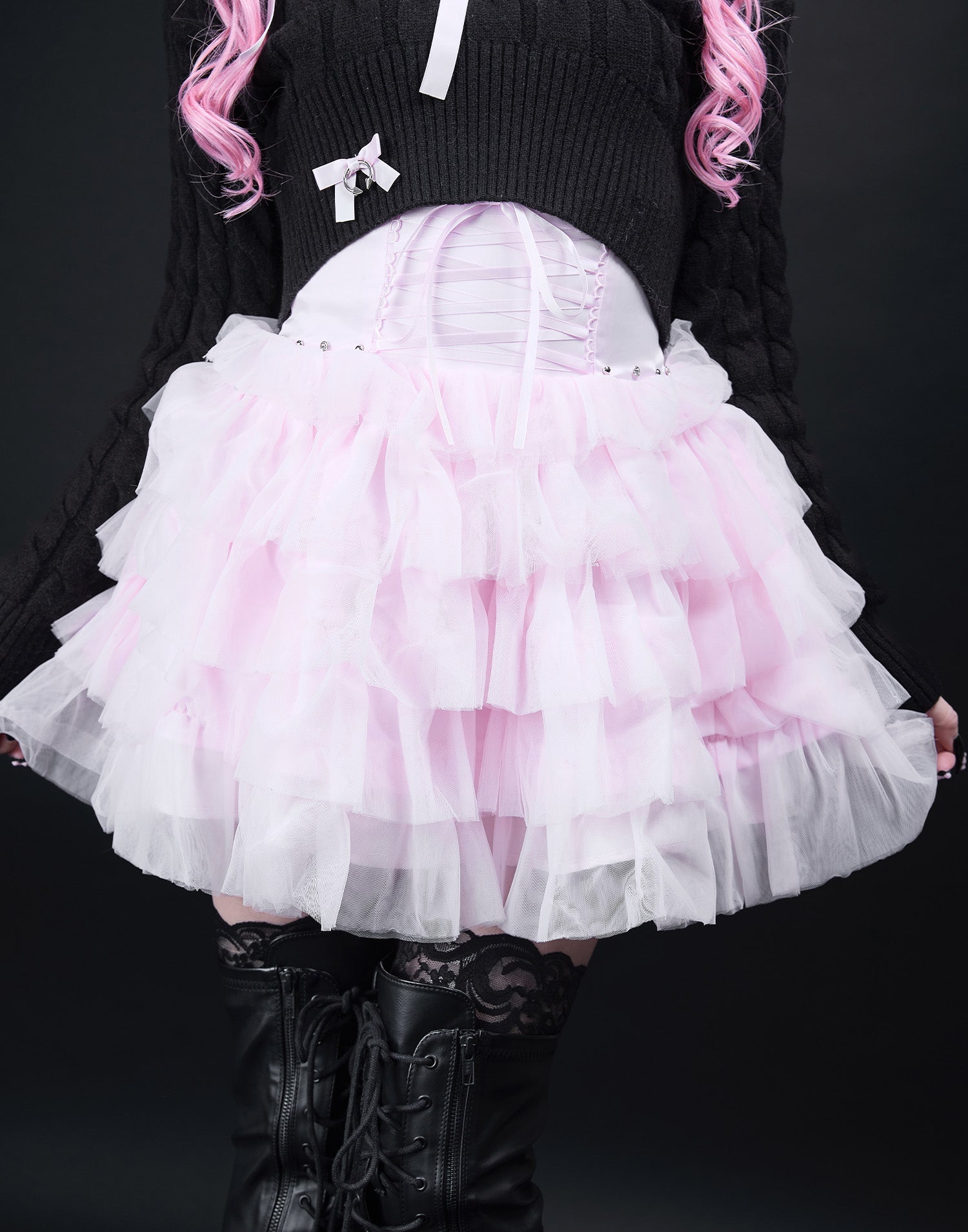 AVENCHUMU Studded corset tutu skirt