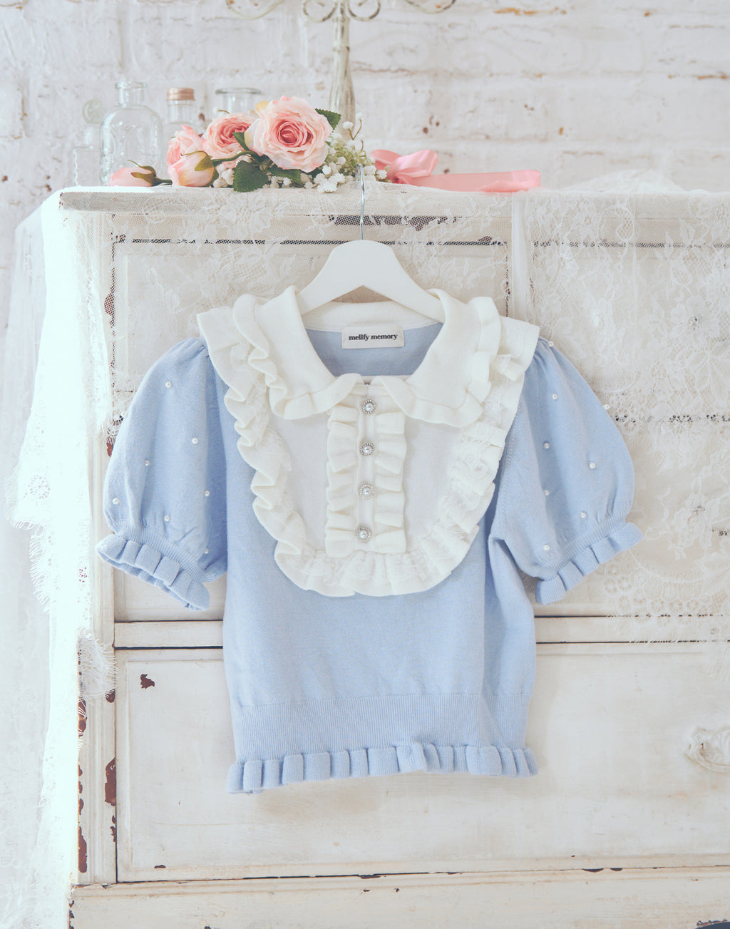 mellfy memory Dolly frill knit tops