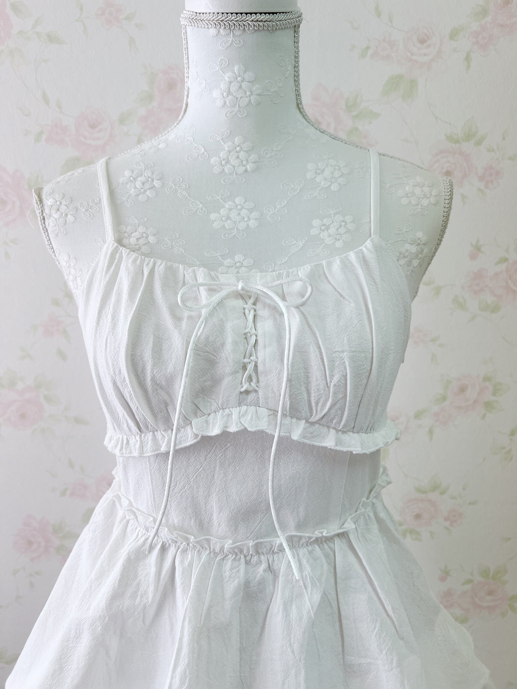 Layered Camisole Summer Cotton Dress (White)