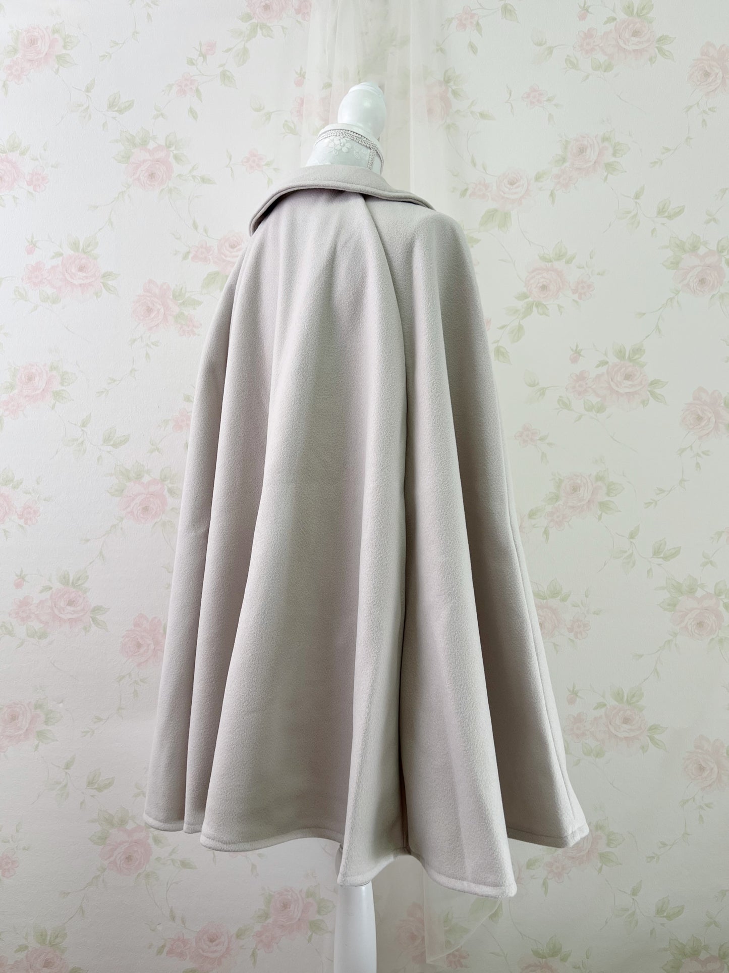 GRL Dolly Collar Button Up Poncho Coat (Beige)