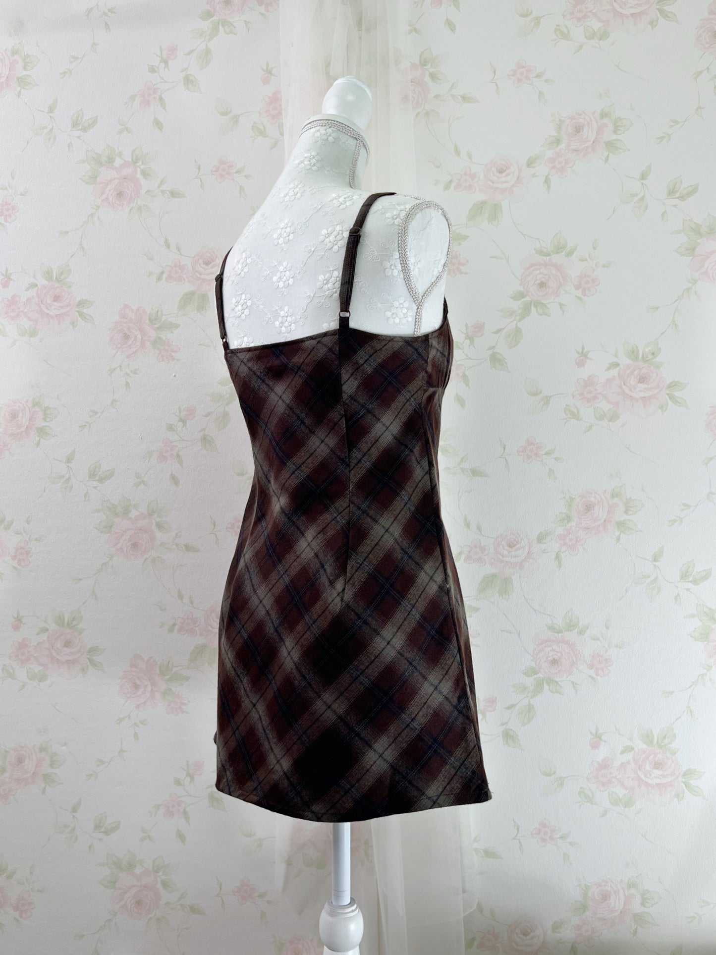 GRL Camisole Checked Dress (Chocolate)