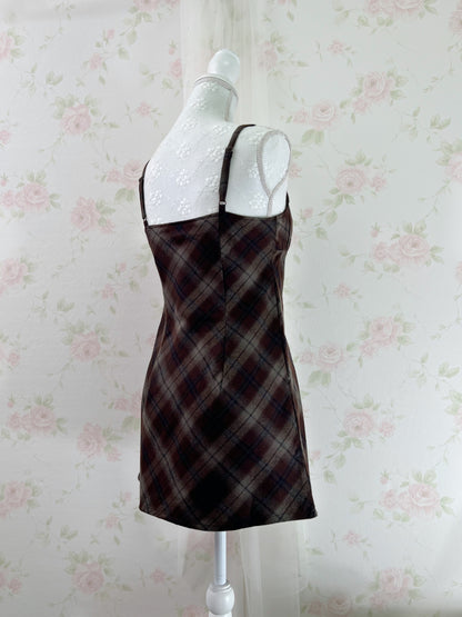 GRL Camisole Checked Dress (Chocolate)