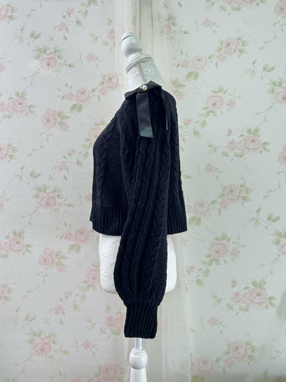 GRL Shoulder Bow Sweater (Black)