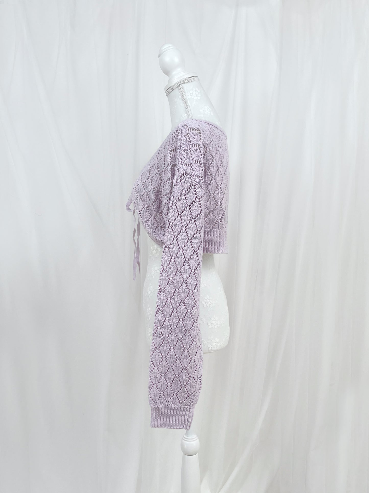GRL Front Tie Long Sleeved Bolero Cardigan (Purple)