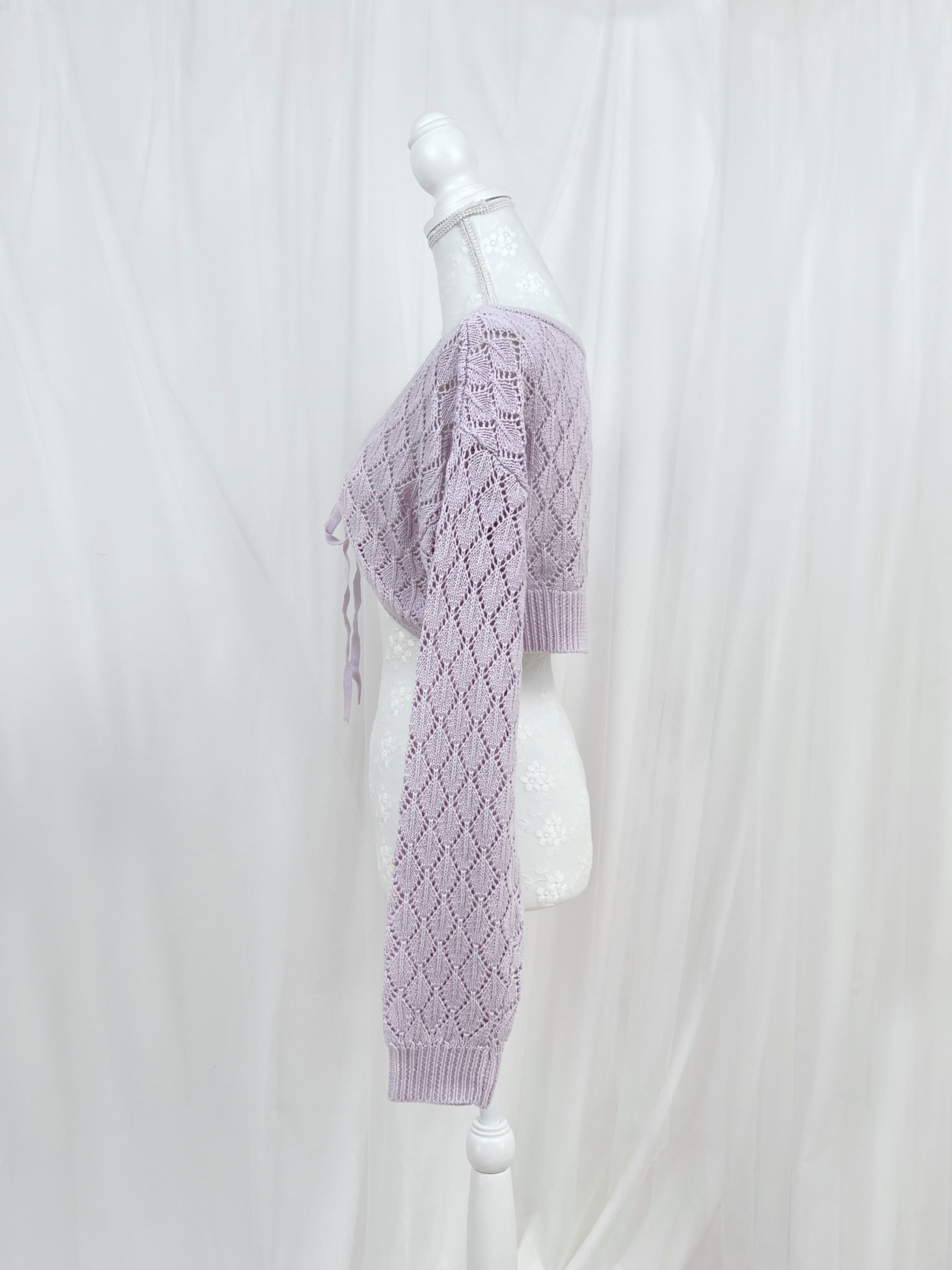 Front Tie Long Sleeved Bolero Cardigan (Purple)