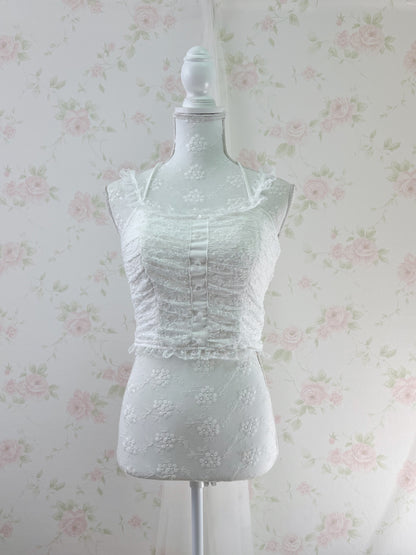 GRL Lacy Halter Neck Camisole (White)