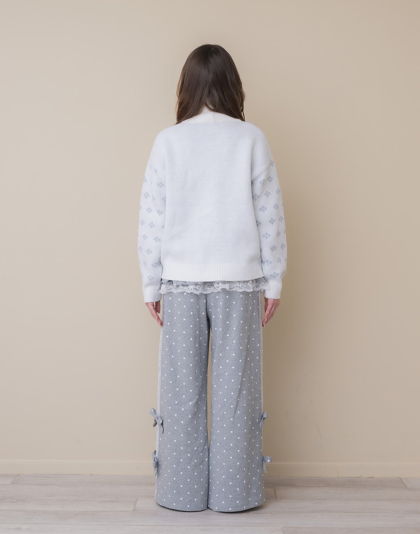 Lolime ribbon & floral cowichan knit zip up