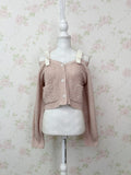 Ribbon 2 Way Shoulder Cardigan (Pink)