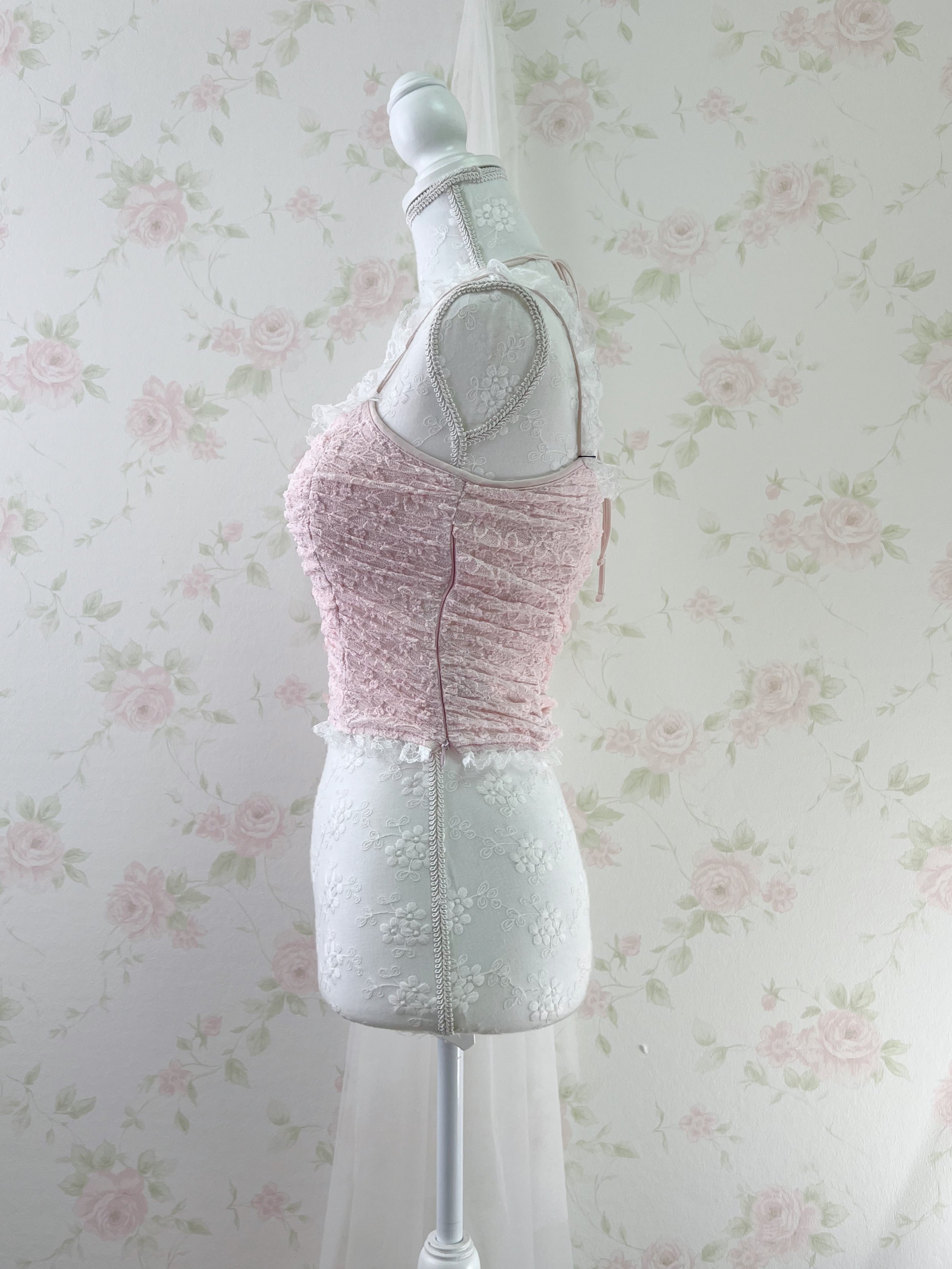 Lacy Halter Neck Camisole (Pink)