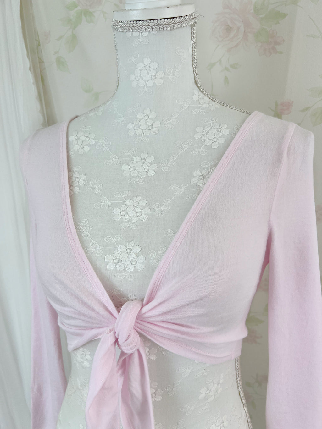 Front Tie Cardigan (Pink)