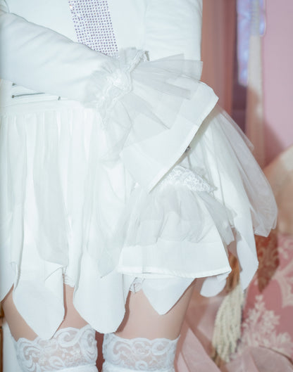 AVENCHUMU Rhinestone cross chiffon hem one-piece